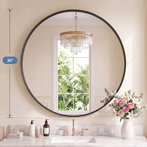 DUMOS Round Wall Mirror 30 Inch, Bathroom Wall Circle Mirror - Image 2