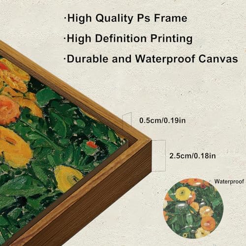 KBKBART Framed Canvas Wall Art, Colorful Marigold Flowers Painting Picture - Image 3