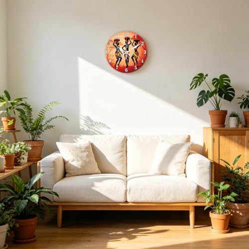 African Women Wall Clock Silent Non-Ticking 12" - Image 6