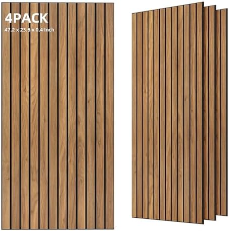 TO-TH Acoustic Panels Decorative Soundproof Wall Panel 4 Pack, Rustic Teak by TO-TH