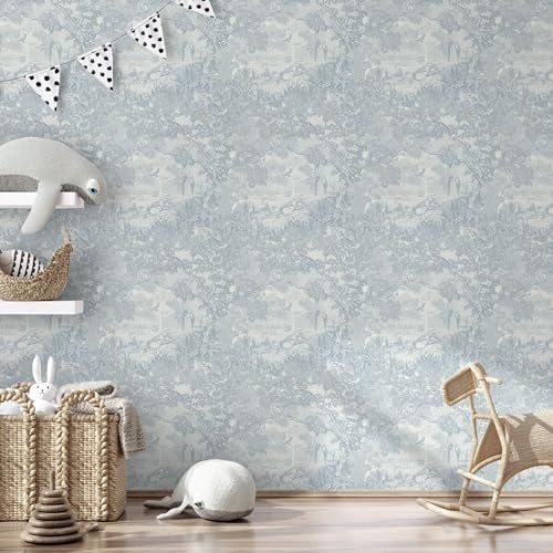 Ismoon Vintage Wallpaper Peel and Stick Blue Neutral Wallpaper 17.3in x16.4ft - Image 6