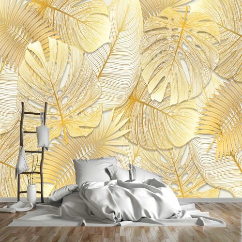 Gradually Changing Gold Texture Leaf Mural Peel and stick-58 x80 - Image 2