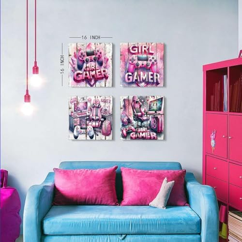 Cool Gaming Wall Art for Girl Room Retro Video Game Wall Decor Pink Neon - Image 4