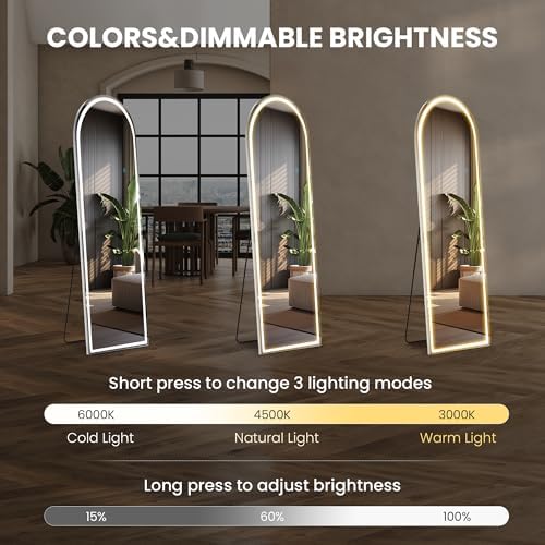 Sweetcrispy Arched LED Full Length Floor Mirror - Image 4