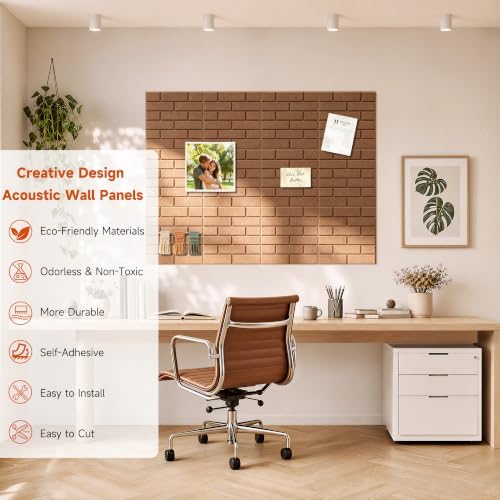 TO-TH 12Pack Acoustic Wall Panels Self Adhesive Soundproof Panel, Dark Brown - Image 4