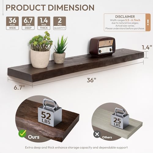 Marsmiles 36in Wood Floating Shelves - Image 3