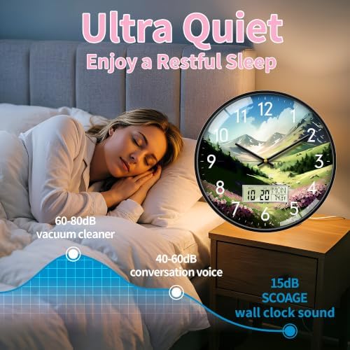 Valley Meadow Wall Clock, 14 Inch Analog and Digital Combo - Image 5