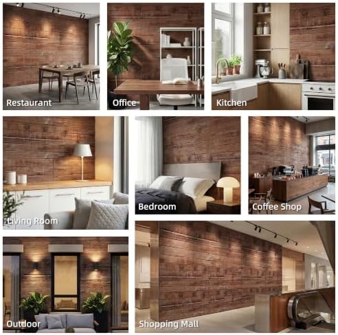 HOMCOM 8-Pack 3D Faux Wood Wall Panels Lightweight 4' x 2' Brown Wood Grain - Image 6