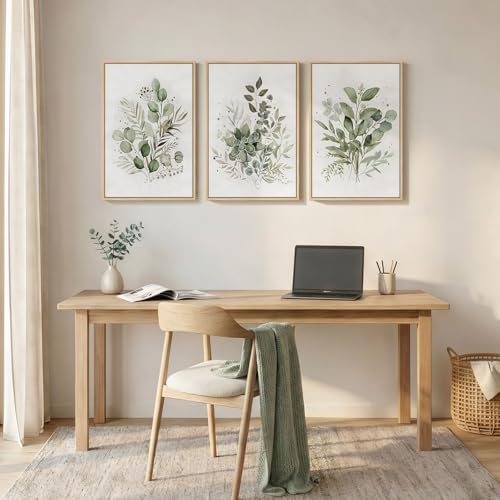 Framed 3 Piece Sage Green Botanical Wall Art - Image 6