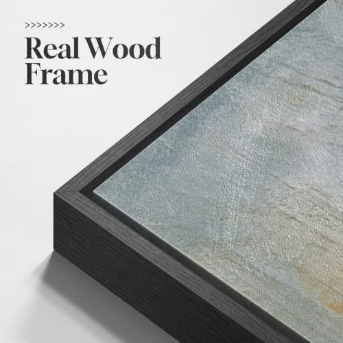 Extra Large Framed Blue Gray Abstract Landscape Wall Art - Image 5