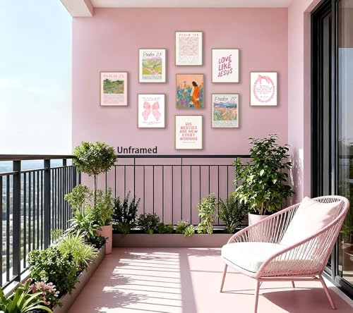 Msvenors Pink Christian Posters Wall Art Set of 9, Bible Verse Canvas Wall - Image 4