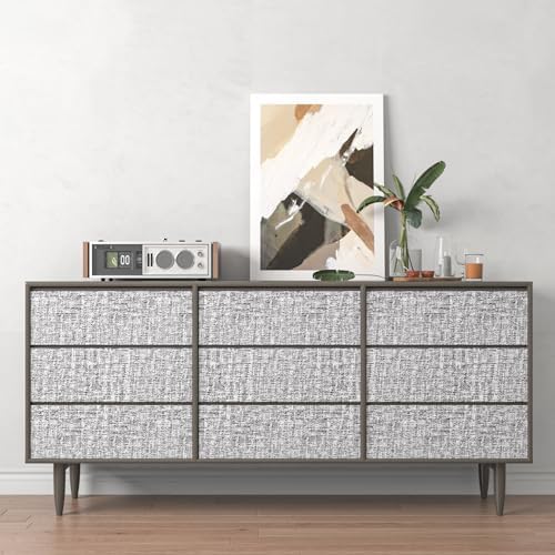 Decotalk Grey White Grasscloth Wallpaper Textured 17.5"x120" Peel and Stick - Image 2