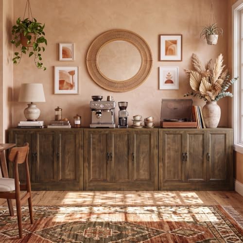 117" Modular Buffet Sideboard Cabinet Set of 3, Extra Long Coffee Bar Storage - Image 6