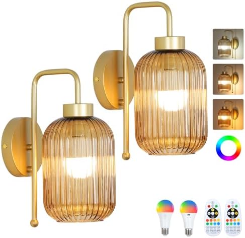 LAMSU Vintage Gold Wireless Wall Sconces Battery Operated, Rechargeable Wall by LAMSU