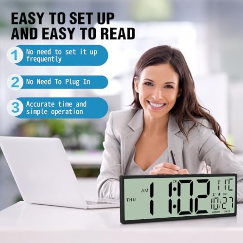 XREXS 14.5" Digital Wall Clock Battery Operated - Image 4