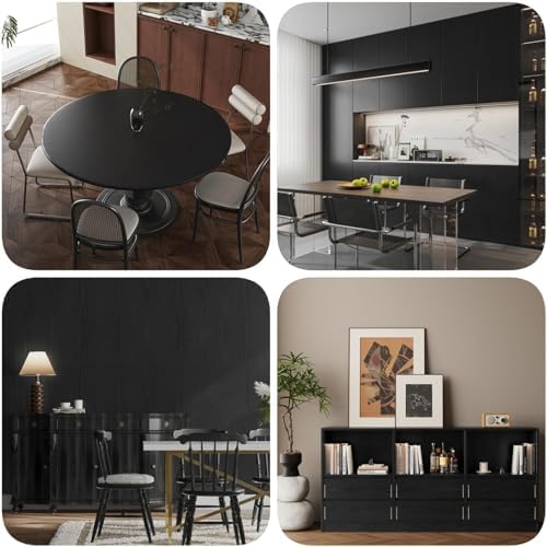 Abyssaly Black Wood Contact Paper Peel and Stick Wallpaper - Image 3