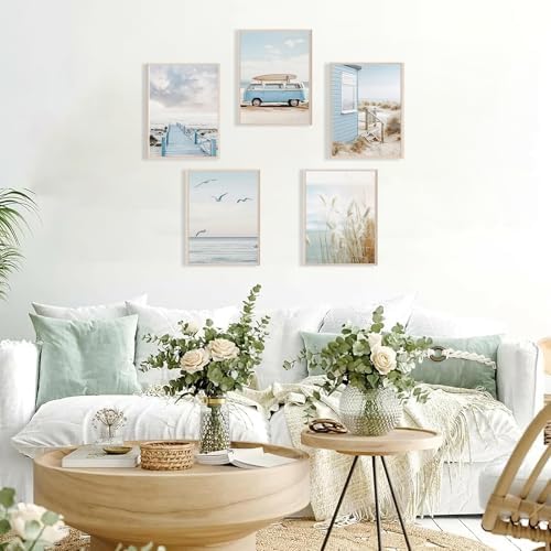 Set Of 5 Beach Wall Art Summer Poster Ocean Themed Poster 8x10Inch Unframed - Image 6