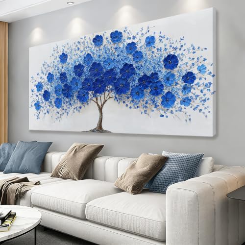 I@U Navy Blue Floral Canvas Tree Of Life Wall Art by IU