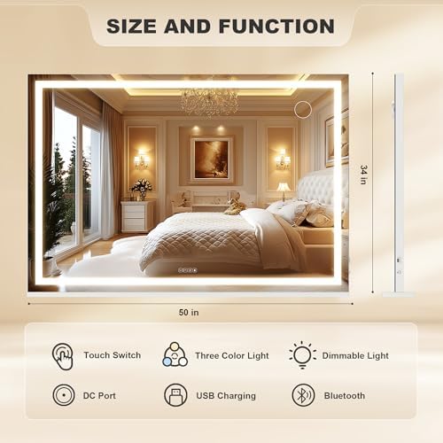 Hasipu Vanity Mirror with Lights and Bluetooth Speaker, Lighted Makeup Mirror - Image 2