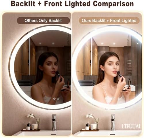 LTFUUAI 24" Round LED Bathroom Mirror - Image 4