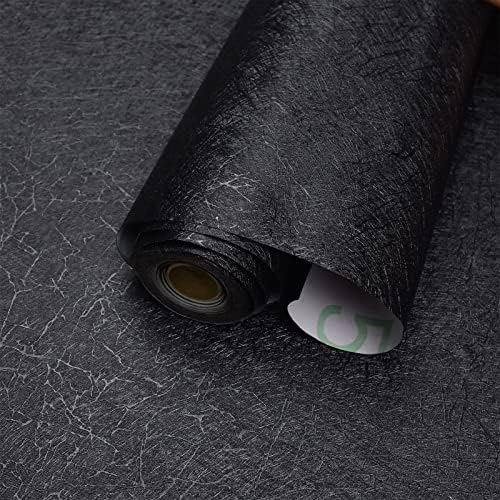 MelunMer Black Silk Wallpaper Peel and Stick Removable Textured 15.7"x197" by MelunMer