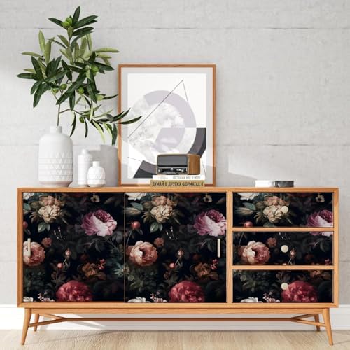Black Vintage Floral Peel and Stick Wallpaper 17.5" x 787" - Image 4