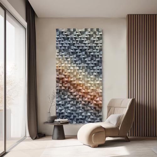 LIUZEYUE Statement-Size Modern Mosaic Wall Art, Sculptural Wood Grain by Unknown