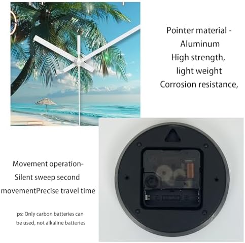 XFM Blue Beach Wall Clock 14 Inch Tropical Palm Tree - Image 6