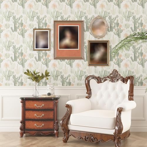 Laatse Light Cactus Floral Peel and Stick Wallpaper 17.5" x 118" - Image 6