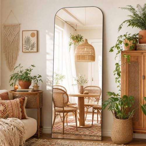 Arched Floor Standing Mirror 56"x21"Black - Image 2