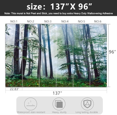 -Green Forest Landscapes Woodland Tree Fabric Wallpaper Living Room Bedroom - Image 4