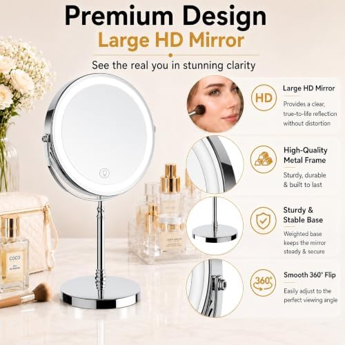 DEIOVWXS Makeup Mirror, Rechargeable Vanity Mirror - Image 5