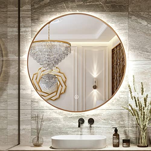 32" Round LED Bathroom Mirror, Wall Mounted Round Backlit Mirror LED Bathroom by TheiaMo