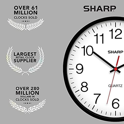 Sharp Wall Clock Silent Non Ticking 10 Inch Quality Quartz Battery Operated - Image 7
