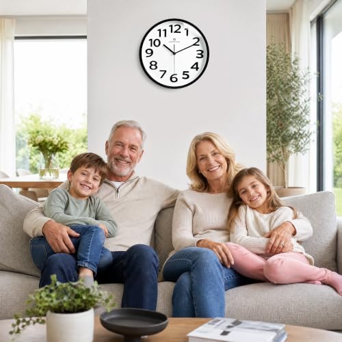 Lafocuse 12 Inch Modern Analog Black and White Wall Clock - Image 3