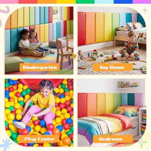 8 Pack Wall Padding Headboard 19.69" x 7.87" x 1.18" Rainbow Colors - Image 6