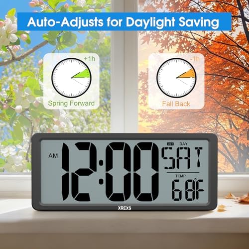 XREXS 14.17 Inch Large Digital Wall Clock, Battery Operated Alarm Clock - Image 4
