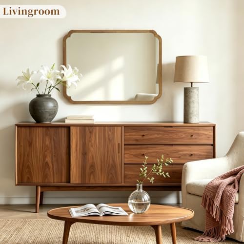HOMECOOKIN Wood Bathroom Mirror - Image 3