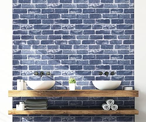 Timeet Brick Wallpaper Peel and Stick Wallpaper Blue Self-Adhesive Contact - Image 6