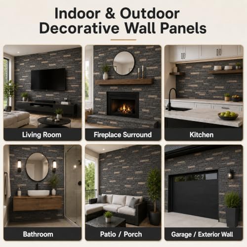 Faux Stone Wall Panels, 6 Pack PU Stone Veneer Panels, 44.9" L x 11.8" H x 1.8" - Image 4