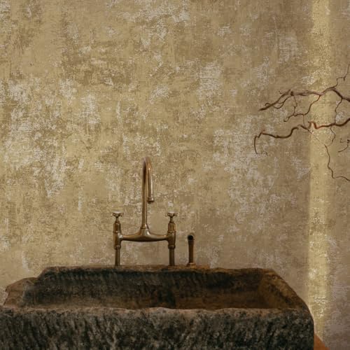 Tempaper Distressed Gold Leaf Metallic Gold Removable Peel and Stick Wallpaper - Image 2