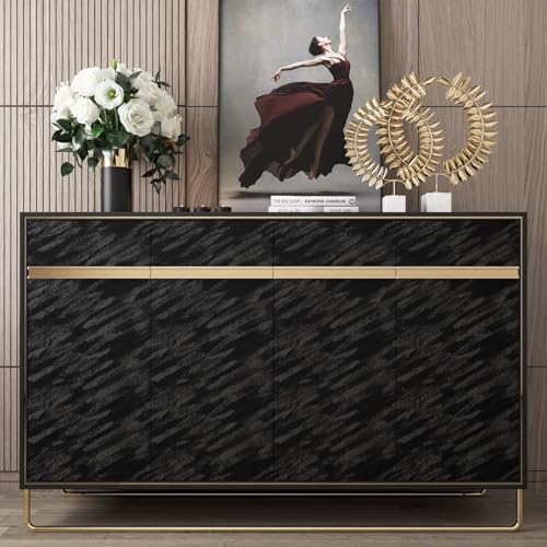 YENHOME 30"X118" Onyx Black Peel and Stick Wallpaper Vintage Black Velvet - Image 3