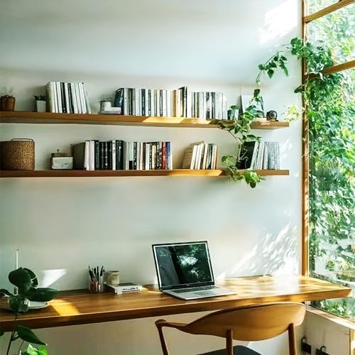 ROGMARS 48 Inches Long Walnut Floating Shelves by 100RealSolidWood