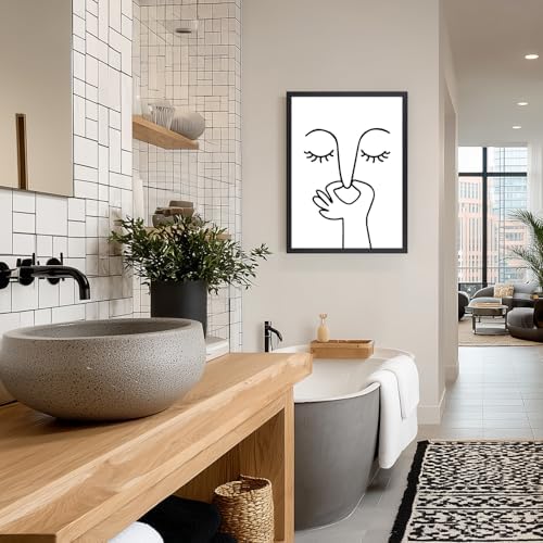 Cyebmo Funny Bathroom Wall Art, Minimalist Black and White Bathroom Picture - Image 2