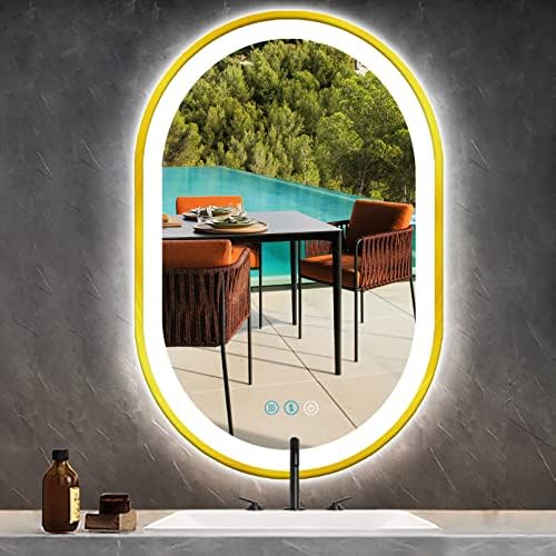 32 X 20 Inch Gold LED Oval Mirror by ARUMMA
