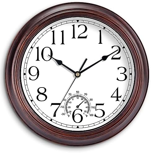 KECYET 12" Wall Clock with Thermometers Vintage Silent Battery Operated by KECYETWALLCLOCK