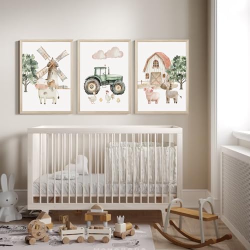 Nursery Farm Animal Wall Art Decor Baby Animal Canvas Prints Nursery Kids - Image 5