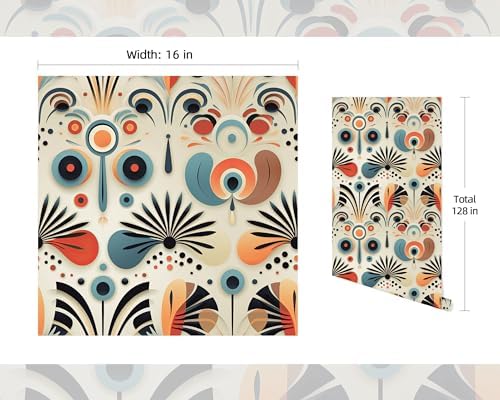 FLFK Boho Vintage Wallpaper Peel and Stick Removable Flower Shape Stripe Wall - Image 2