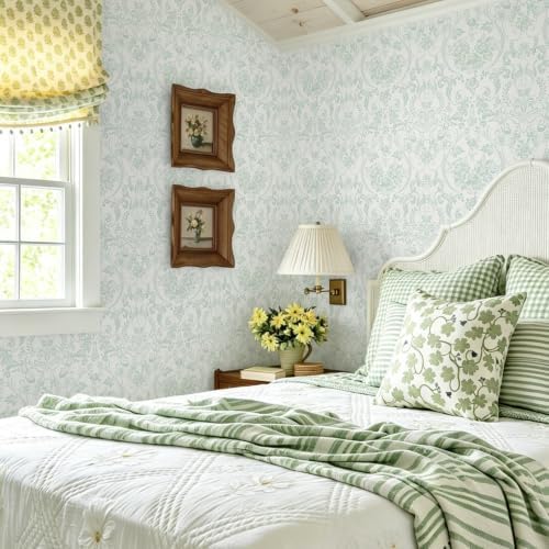 Ismoon Peel and Stick Wallpaper Green Contact Paper 17.3in x 32.8ft Vintage - Image 3