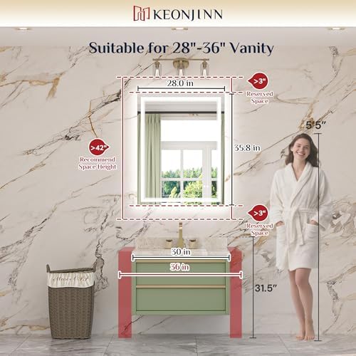 Keonjinn 28" x 36" Lighted Mirrors - Image 2